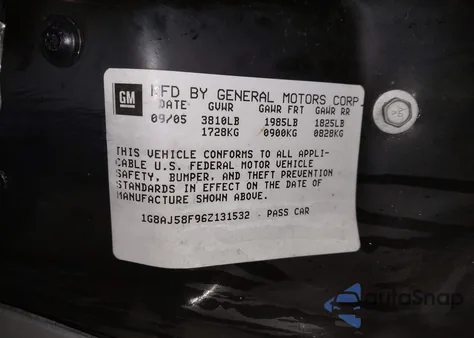 2006 Saturn Ion 2 z USA, uszkodzony, nr VIN 1G8AJ58F96Z131532